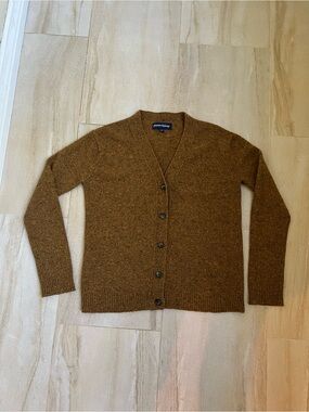 Lambs Wool Brown Tweed Button Cardigan Grandma Sweater